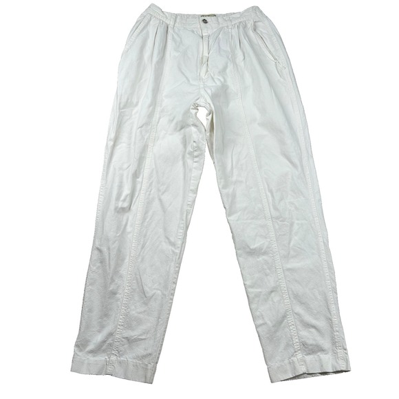 L.L. Bean Pants - Vintage LL Bean Pants Womens 12 Linen Blend Mom High Rise Taper 80s USA White